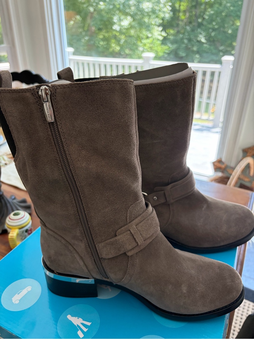 Skechers Women's Taupe Suede Mid-Calf Heeled Boots
